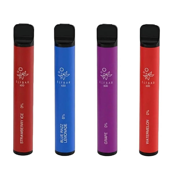 0% nicotine - Elf Bar 600 Puffs Disposable Vape Pod Device - Box of 10 - Vapeareawholesale