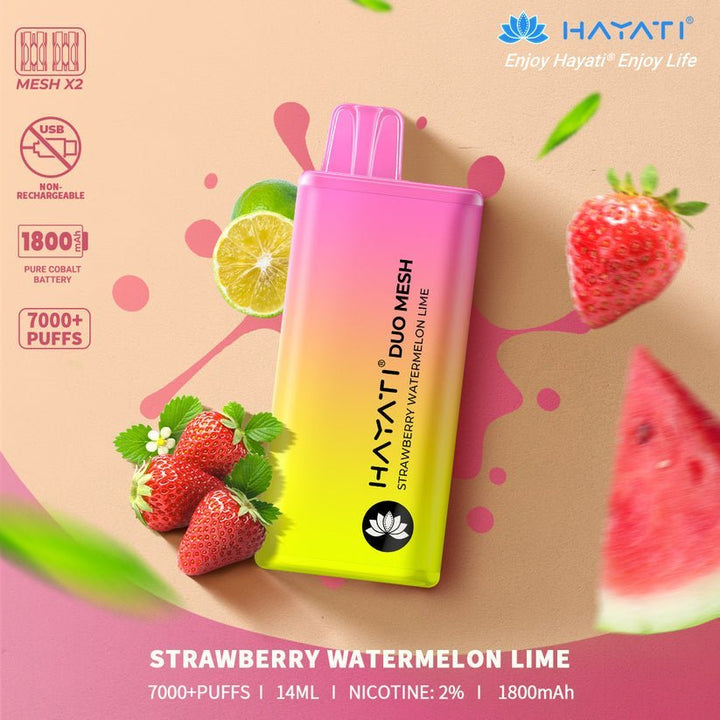 Hayati Duo Mesh 7000 Disposable Vape Puff Bar Pod Box of 10 #Simbavapes#