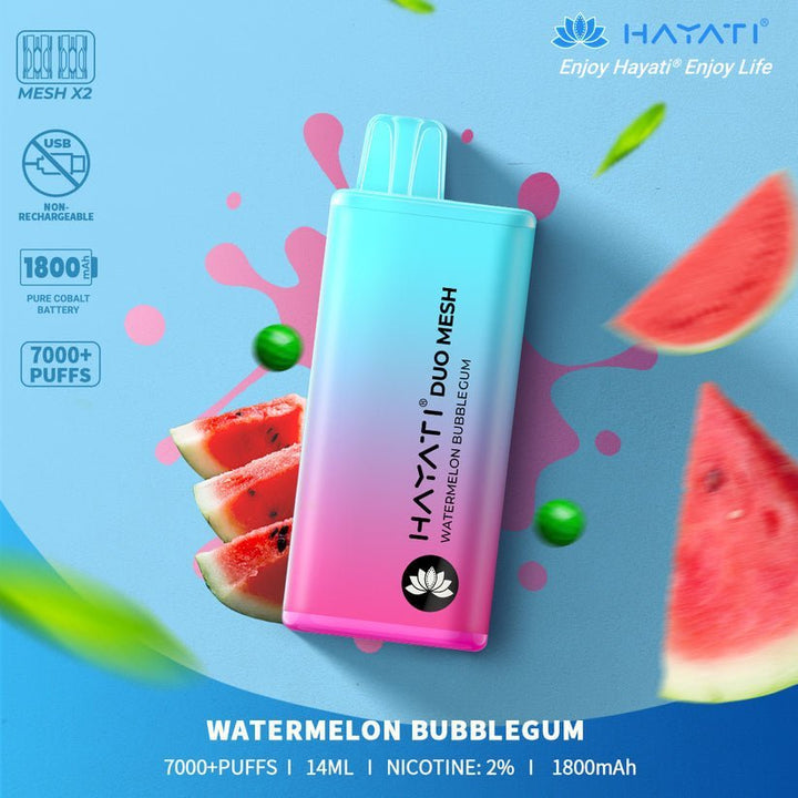 Hayati Duo Mesh 7000 Disposable Vape Puff Bar Pod Box of 10 #Simbavapes#