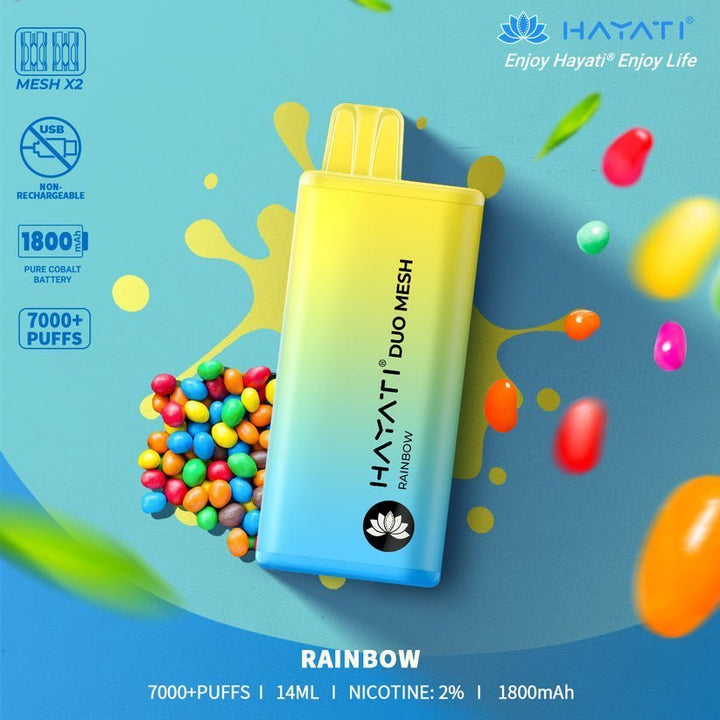 Hayati Duo Mesh 7000 Disposable Vape Puff Bar Pod Box of 10 - Vapeareawholesale