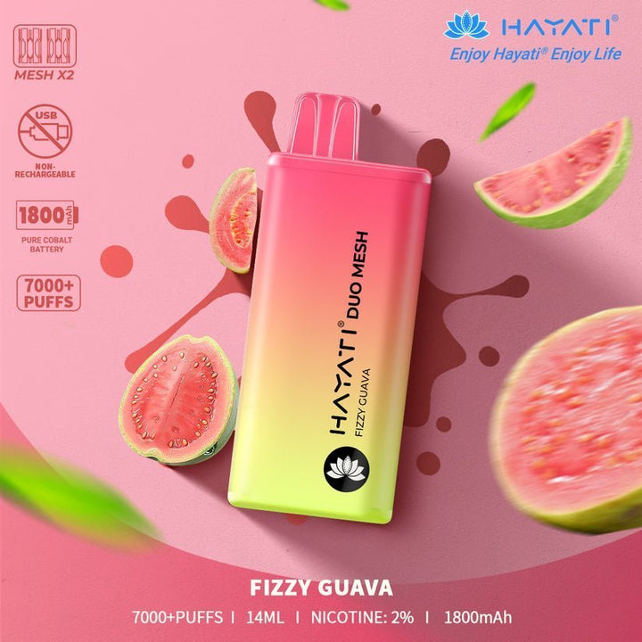 Hayati Duo Mesh 7000 Disposable Vape Puff Bar Pod Box of 10 - Vapeareawholesale