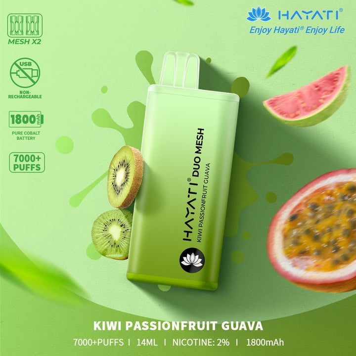 Hayati Duo Mesh 7000 Disposable Vape Puff Bar Pod Box of 10 - Vapeareawholesale