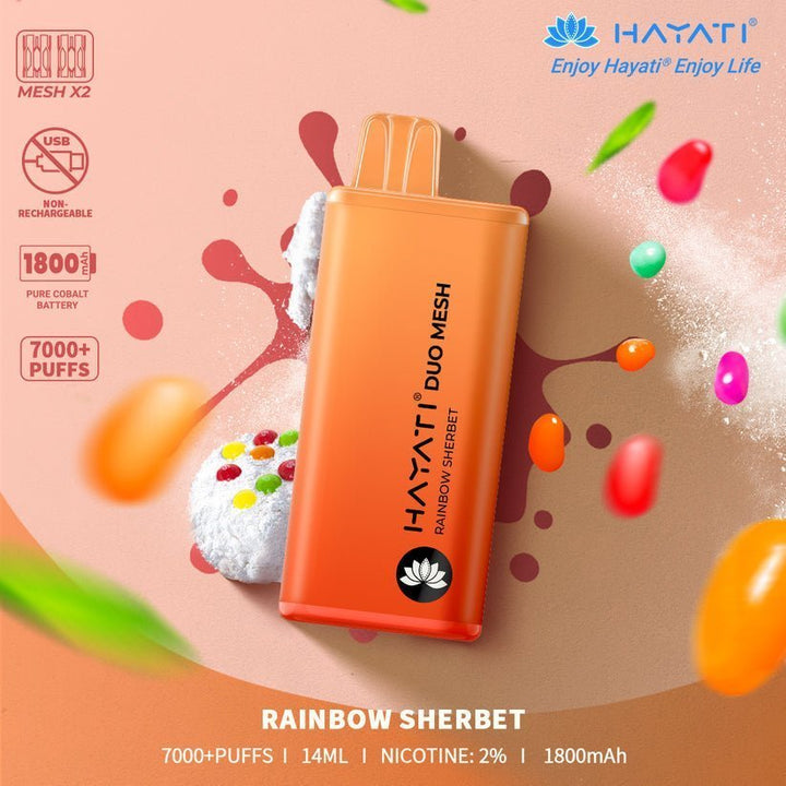 Hayati Duo Mesh 7000 Disposable Vape Puff Bar Pod Box of 10 - Vapeareawholesale