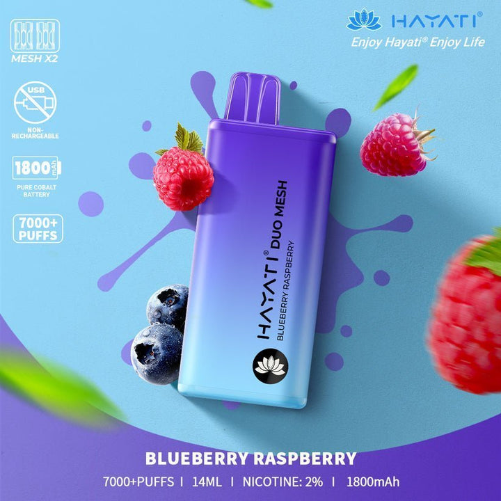 Hayati Duo Mesh 7000 Disposable Vape Puff Bar Pod Box of 10 - Vapeareawholesale