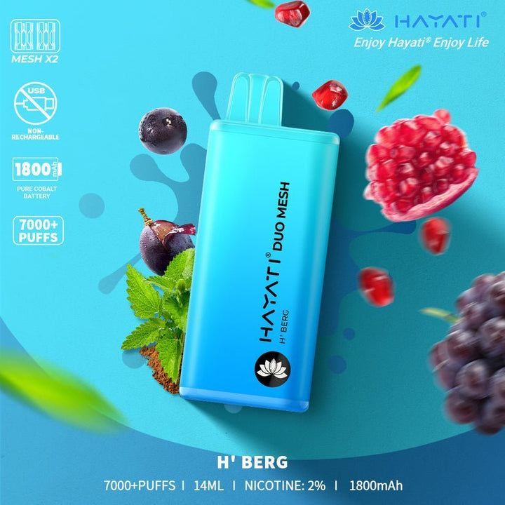 Hayati Duo Mesh 7000 Disposable Vape Puff Bar Pod Box of 10 - Vapeareawholesale