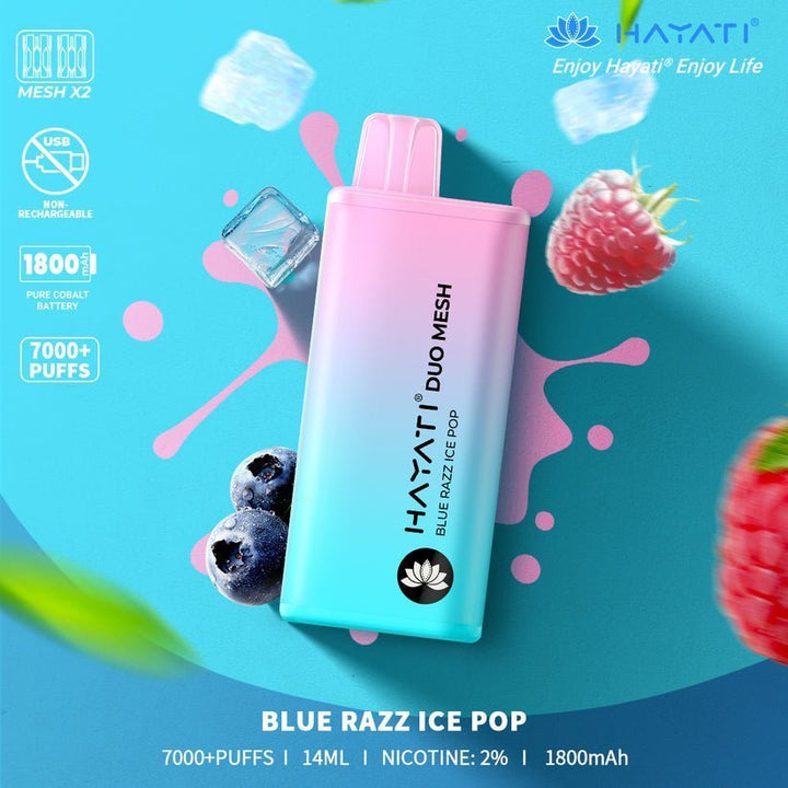 Hayati Duo Mesh 7000 Disposable Vape Puff Bar Pod Box of 10 - Vapeareawholesale