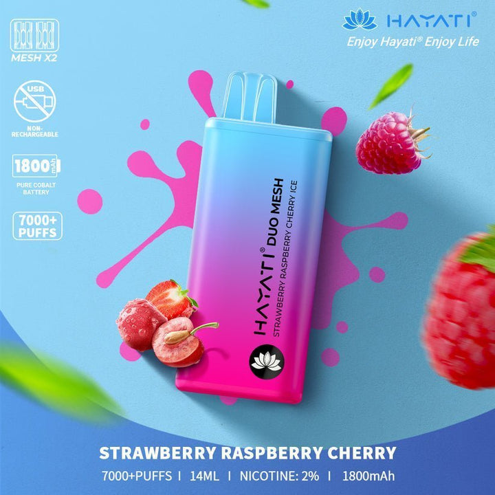 Hayati Duo Mesh 7000 Disposable Vape Puff Bar Pod Box of 10 - Vapeareawholesale
