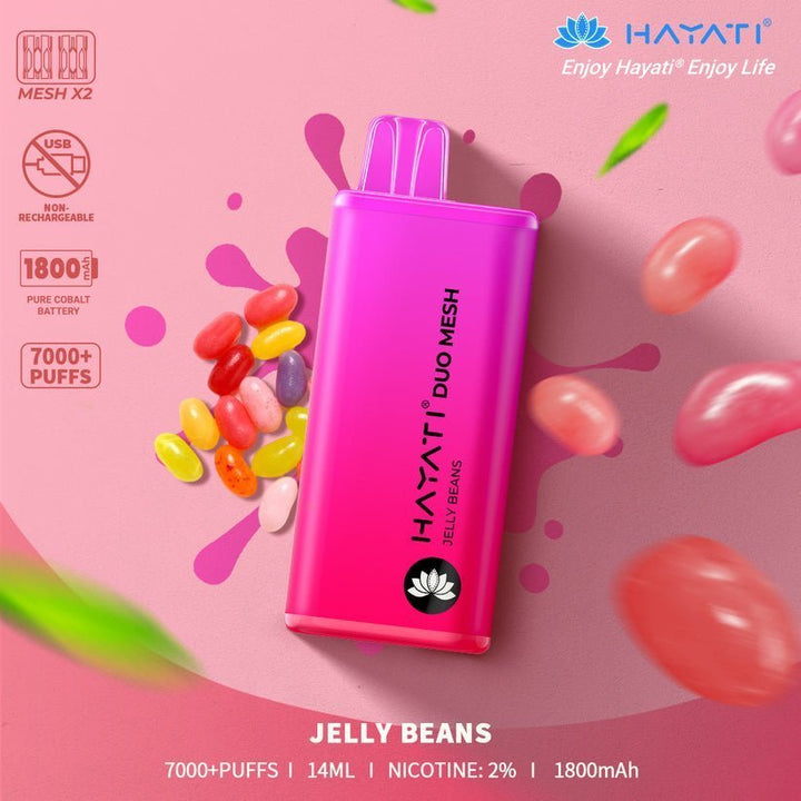 Hayati Duo Mesh 7000 Disposable Vape Puff Bar Pod Box of 10 - Vapeareawholesale
