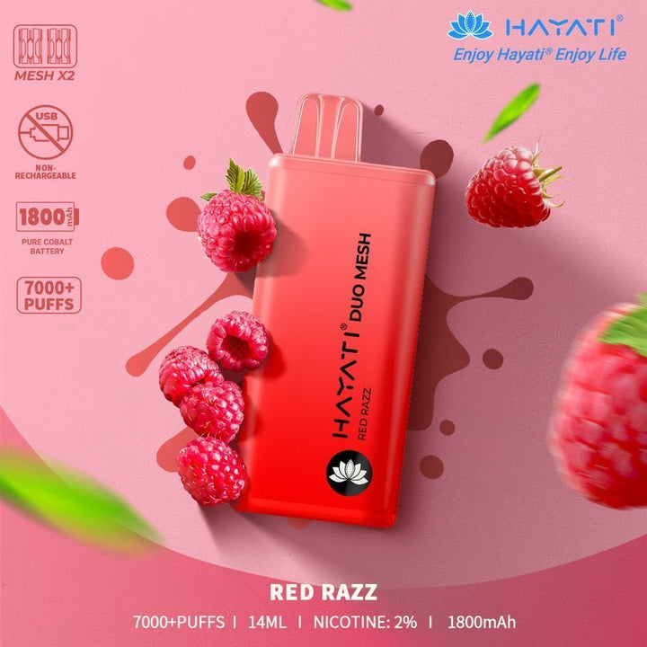 Hayati Duo Mesh 7000 Disposable Vape Puff Bar Pod Box of 10 - Vapeareawholesale
