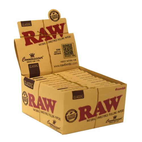 Raw - Classic Connoisseur Kingsize Slim Rolling Papers - Pack of 24 - Vapeareawholesale